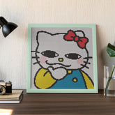 Framed diamond painting of the Mischievous Cat Meme, perfect for quirky home accents or friend gifts. Its bold personality and bright colors make it a fun piece for collectors, pet lovers, or anyone who loves turning memes into art.
